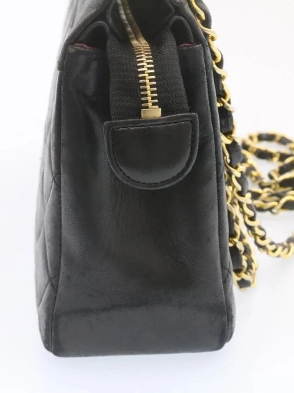 CHANEL Lamb Skin Matelasse Chain Shoulder Bag Black CC Auth am1201gV